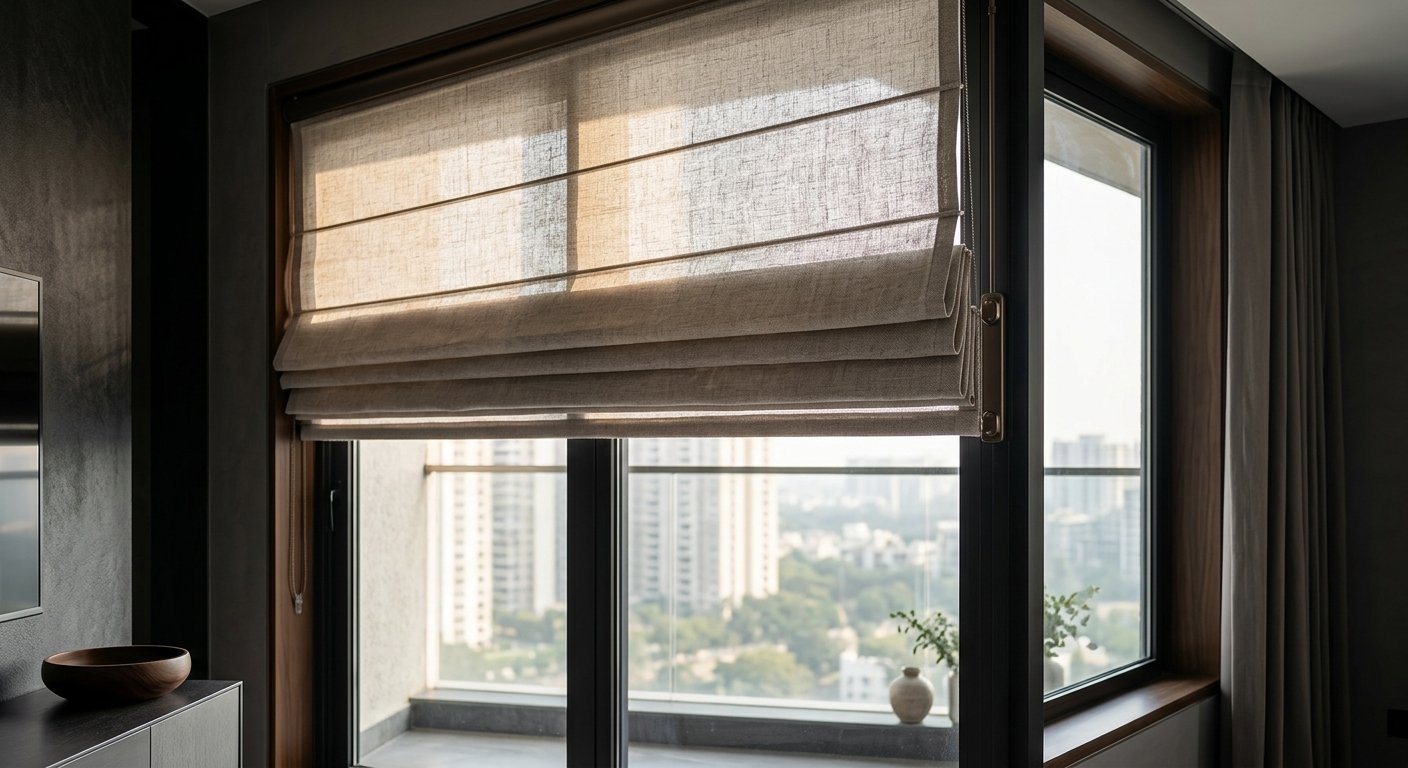 Tailored luxury custom roman fabric drapes